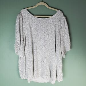 Torrid Womens White Black Dot Crepe Ruched Short Sleeve Blouse Top Size 5